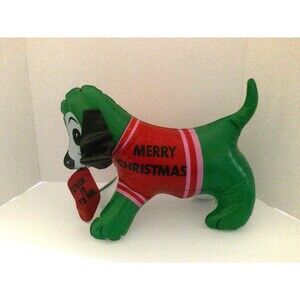 Christmas Inflatable card Merry Christmas Dog W/ Sock "Sock It To Me" 1970's